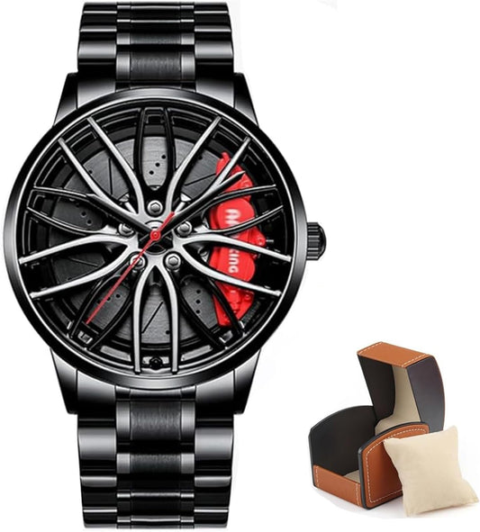 Men's Creative 3D Car Wheel Rotating Wrist Watch